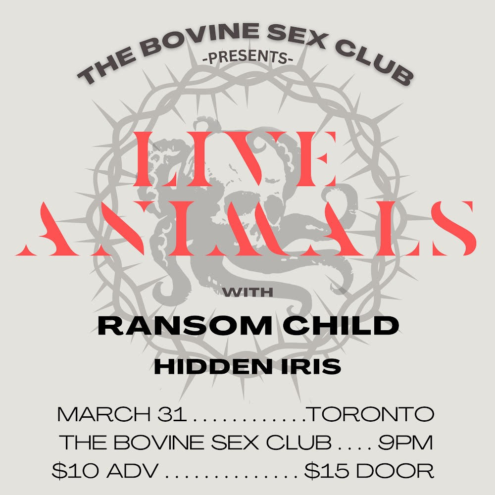 LIVE ANIMALS, RANSOM CHILD & HIDDEN IRIS at THE BOVINE SEX CLUB (Toronto) |  Fannatickets